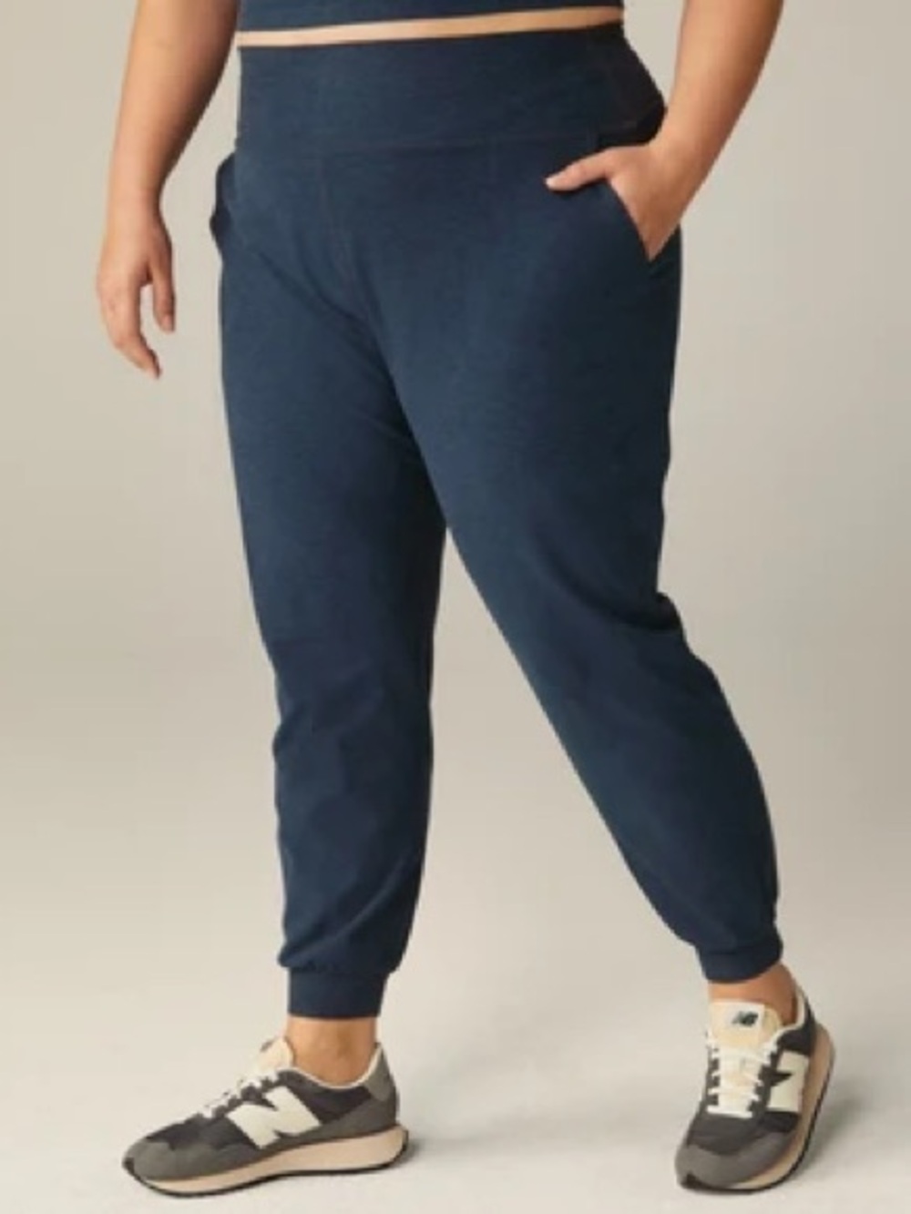 Beyond Yoga Plus Size 2X Spacedye Midi Jogger Navy Blue